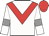 white, red chevron, white sleeves, grey armlets, red cap