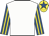 White, royal blue and yellow striped sleeves, yellow cap, royal blue star