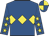 Royal blue, yellow triple diamond, royal blue sleeves, yellow stars, quartered cap