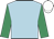 Light blue, emerald green sleeves, white cap