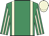 Emerald green, beige braces, striped sleeves, beige cap
