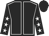 Black, white seams, black sleeves, white stars, black cap