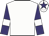 White, purple sleeves, white armlets, white cap, purple star
