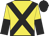 Yellow, black cross belts, halved sleeves, black cap