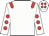 White, red epaulets, white sleeves, red spots, white cap, red spots