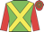 green, yellow cross belts, red sleeves, red and green hooped cap