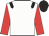 White, black epaulets, red sleeves, black cap
