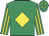 Emerald green, yellow diamond, striped sleeves and diamonds on cap