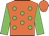 Orange body, green spots, green arms, orange cap