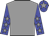 Grey body, big-blue arms, grey stars, big-blue cap, grey star