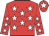 Red body, white stars, red arms, white stars, red cap, white star