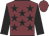 Garnet body, black stars, black arms, garnet cap