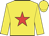 Yellow body, red star, yellow arms, yellow cap