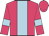 Rose body, light blue stripe, rose arms, light blue armlets, rose cap