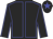 Black body, blue seams, black arms, blue seams, black cap, blue star