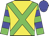 Yellow, Green cross sashes, Green & Blue hooped sleeves, Blue cap