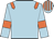 Light blue, orange epaulets, orange armlets, light blue cap with orange stripes