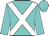 turquoise, white cross belts