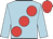 light blue, large red spots, red cap