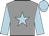 grey, light blue star, light blue sleeves and cap