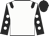 white, black epaulets, black sleeves, white spots, black cap