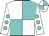 White and turquoise quartered, white sleeves, turquoise spots, quartered cap