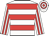 white, red hoops, white sleeves, red stripes, white cap, red hoops