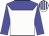 white, blue yoke, blue sleeves, white cap, blue stripes