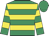 Emerald green, yellow hoops, emerald green cap