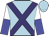 Light blue, purple cross belts, white and blue halved sleeves, light blue cap