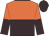 orange and brown halved horizontally, halved sleeves, brown cap