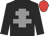 black, grey cross of lorraine, red cap