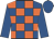 royal blue and orange checked, royal blue sleeves and cap