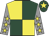 Dark green & yellow quartered, grey sleeves, yellow stars, dark green cap, yellow star