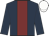 Dark blue, maroon panel, white cap