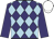 Purple & light blue diamonds, purple sleeves, white cap