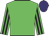 Lime green, black striped sleeves, purple cap