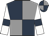 Grey & dark blue quartered, white sleeves, dark blue armlet, grey & dark blue quartered cap