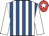 White & royal blue stripes, white sleeves, red cap, white star
