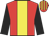 Red, yellow panel, black sleeves, red & yellow striped cap
