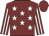 Maroon, white stars, striped sleeves, maroon cap