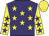 Purple, yellow stars, yellow sleeves, purple stars, yellow cap
