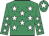 Emerald green, white stars, white star on cap