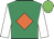 Emerald green, orange diamond, white sleeves, green cap