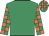 Emerald green, orange check sleeves & cap