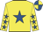 Yellow, royal blue star, royal blue stars on sleeves, quartered cap