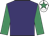 Purple, emerald green sleeves, white cap, emerald green star
