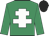 Emerald green, white cross of lorraine, black cap