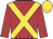 Scarlet, gold crossed sashes, scarlet sleeves with gold circle, gold cap