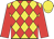 Yellow, red diamonds, red sleeves, yellow cap
